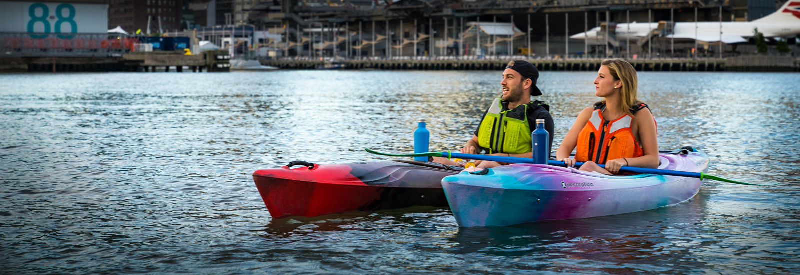 Couple in JoyRide kayaks
