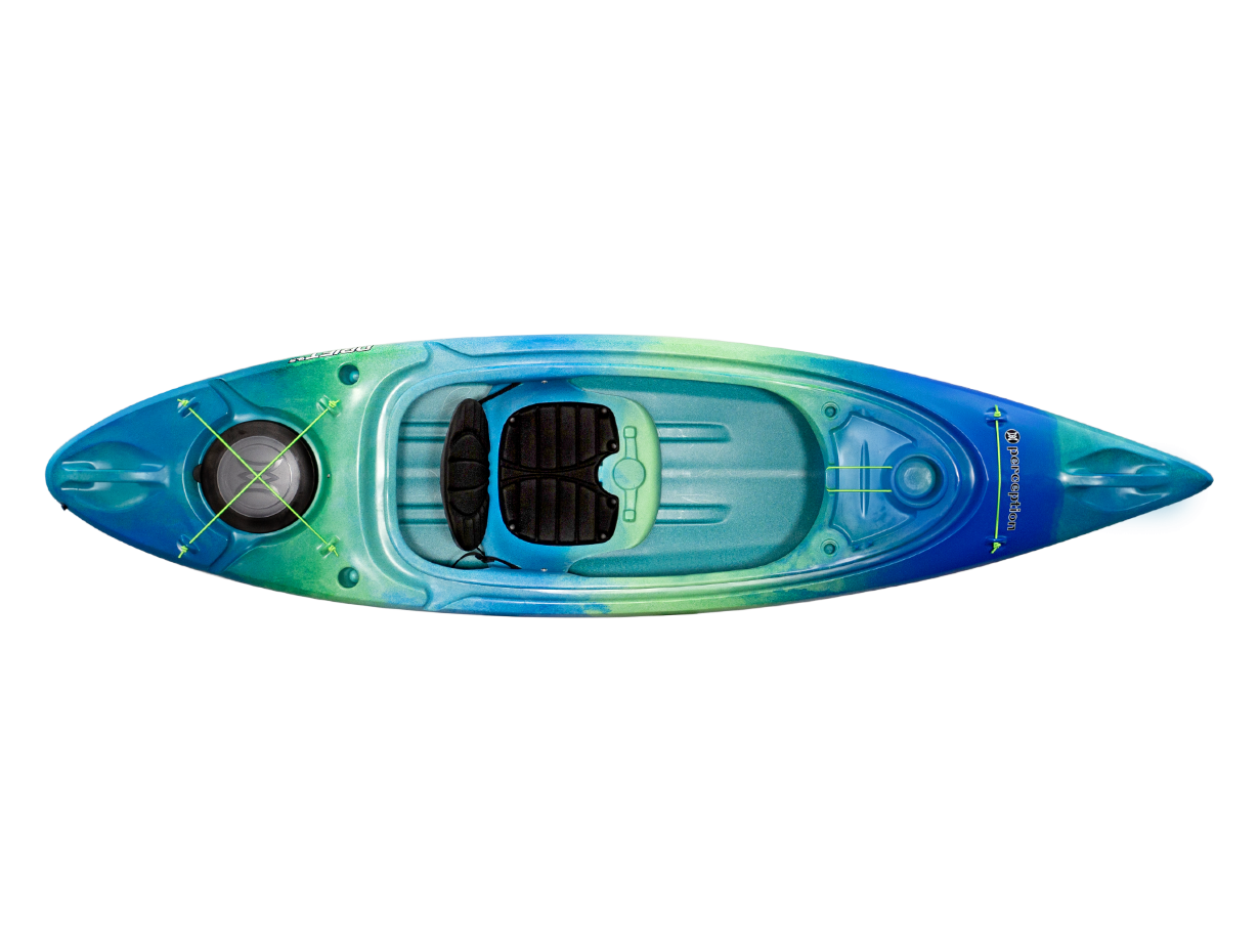 Sealed Rear Storage 12' 2 Perception Joyride 12 Sit Inside Kayak with Selfie Slot and Cup Holder Adjustable Padded Seat 